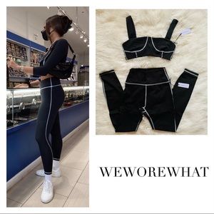 WeWoreWhat Black Leggings with White Stitching